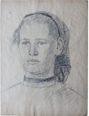 Дейнеко Ольга Константиновна. Женский портрет в профиль с отложным воротничком (на оборотной стороне портрет сестры милосердия)